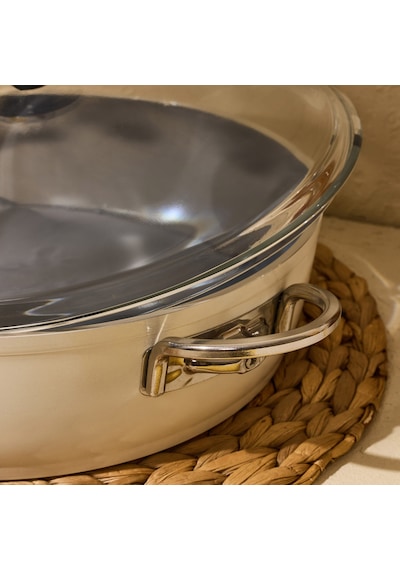 Kitchen Toscana Chef Basık Tencere - Beyaz / Gri - 30 Cm Renkli