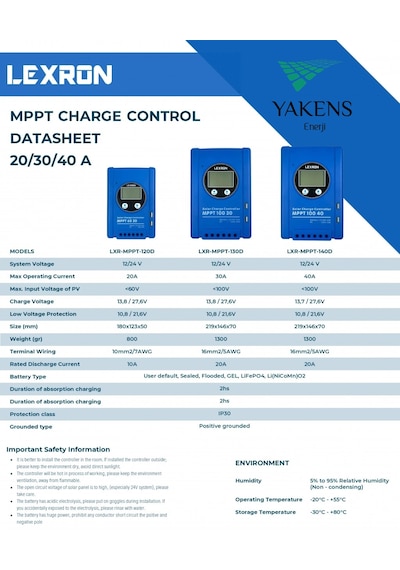 30a Amper Mppt 12/24v Solar Şarj Cihazı Lexron