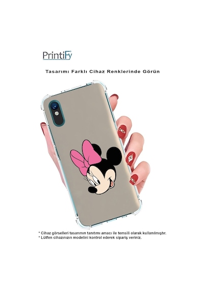 Xiaomi Mi 12 Lite Uyumlu Köşe Korumalı Antişok Kapak Minnie Mouse Tasarımlı Şeffaf Silikon Kılıf