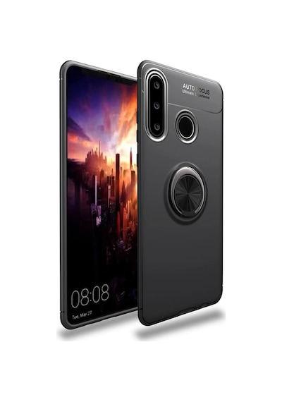 Gld-spt- Newface Huawei Y6p Kılıf Range Yüzüklü Silikon - Siyah