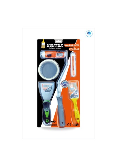 Boyacı Seti 5 Parça Fırça Ve Rulo Paslanmaz Çelik Spatula Pvc Ban