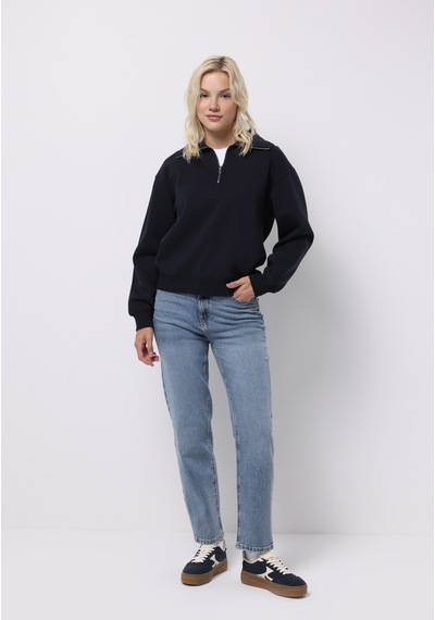 Colins Regular Fit Fermuarlı Nakışlı Kadın Lacivert Sweatshirt Cl1065678 Q1.v2 Nav Lacivert