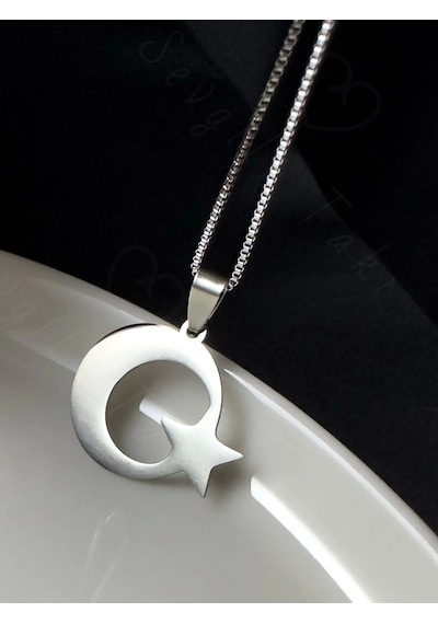 Ay Yıldızlı Çelik Zincir Kolye Ata Koleksiyonu Silver