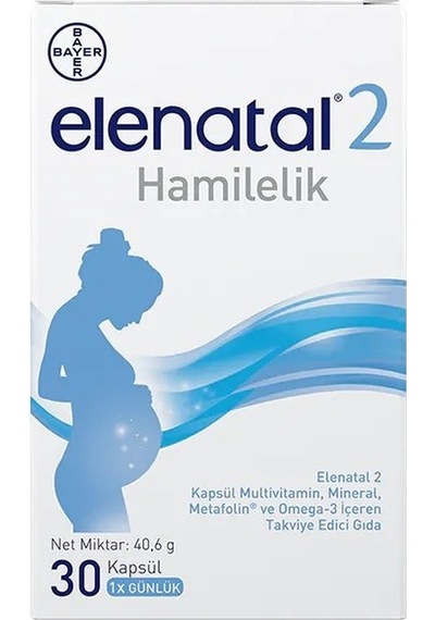 Elenatal 2 Hamilelik Multivitamin, Mineral, Metafolin Ve Omega-3 İçeren Takviye Edici Gıda 30 Kapsül