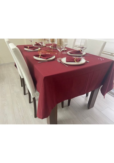 Sıvı Geçirmez Dertsiz Masa Örtüsü Bordo 13 Parça
