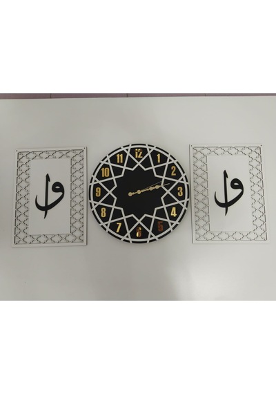 Duvar Saati - Elif-vav Duvar Süsü 3 Lü Set Çok Şık 40 120 Renkli