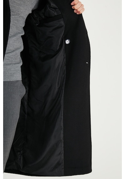 Buratti Loose Fit Kruvaze Yaka Uzun Astarlı Kaşe Erkek Kaban 681003 Siyah