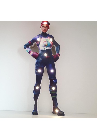 Led Fortnite Brite Bomber Karakteri Led Işıklı Pano Biblo Ahşap Masa Dekor Mavi