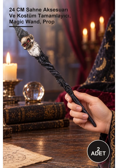 2 Adet Polyester Sihirli Asa 24 Cm Sahne Aksesuarı Ve Kostüm Tamamlayıcı, Magic Wand, Prop
