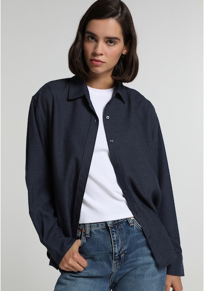 Colin's Colins Boyfriend Fit Shirt Neck Düz Kadın Mavi Uzun Kol Gömlek Cl1082464 Q1.v2 Inv İndigo
