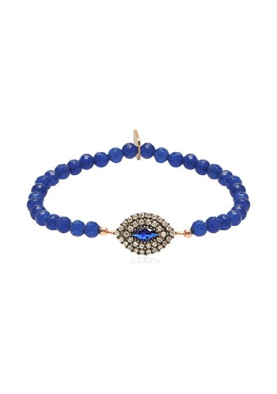 Zirkon Taşlı Pırlanta Montür Rose Altın Kaplama Lacivert Boncuklu Göz Desenli Gümüş Strech Bileklik Gümüş - Rose Gold Zirkon Taşlı Pırlanta Montür Rose Altın Kaplama Lacivert Boncuklu Göz Desenli Gümüş Strech Bileklik Gümüş - Rose Gold