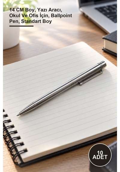 10 Adet Tükenmez Kalem 14 Cm Boy, Yazı Aracı, Okul Ve Ofis İçin, Ballpoint Pen, Standart Boy 1