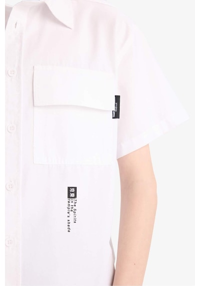 DeFacto Erkek Çocuk Oversize Geniş Kalıp Polo Yaka Baskılı Poplin Kısa Kollu Gömlek E5034A825SMWT34