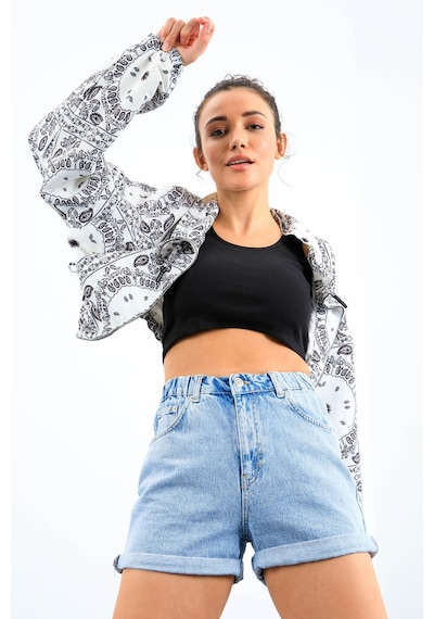 Tommy Life Lacivert Basic Sıfır Kol Dar Kalıp U Yaka Kadın Crop Top Atlet - 97162 Lacivert