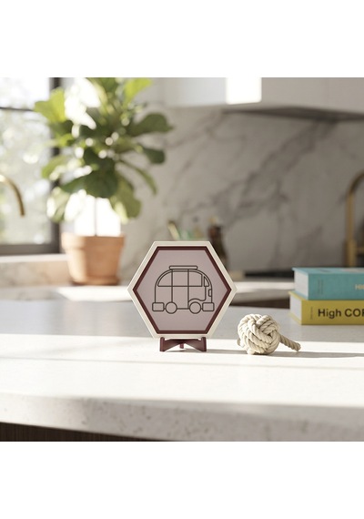 Şık Karavan Desenli Modern Masaüstü Aksesuarı Yaşam Alanlarınıza Pozitif Enerji Katan Özel Tasarım Ürün 10x10 Cm, Yavru Ağzı