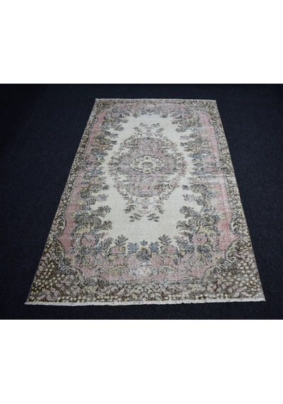 Zehra Abla Halı Vintage 4m2 Eskitme El Dokuma Nadir Güllü Çiçekli Yün Halı 7442 Çok Renkli