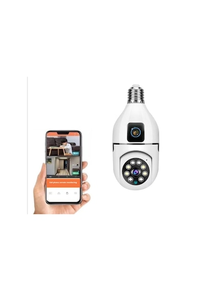 Çift Kameralı 4k Full Hd Hareket Sensörlü, 360 Döner Başlıklı Güvenlik Kamerası -1768