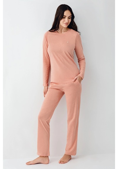 Pierre Cardin 9063-s Kadın Uzun Kol Pijama Takım Pembe