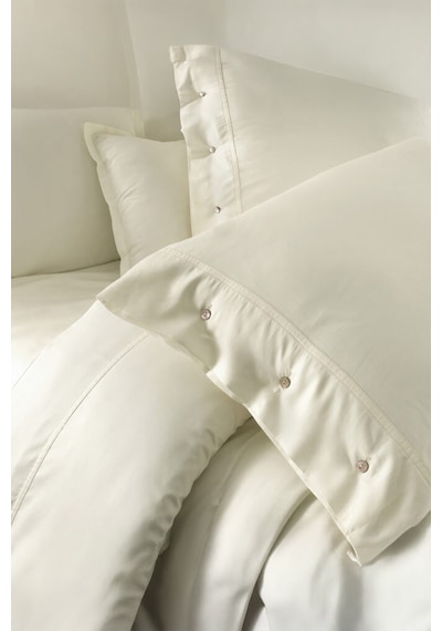 Sarev Monochrome Ekru %100 Pamuk Saten King Size Nevresim Takımı Ekru