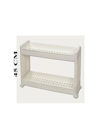 Slim Organizer 2 Katlı Plastik Banyo / Mutfak Düzenleyici Raf Beyaz 49,5 14 45 Cm Beyaz