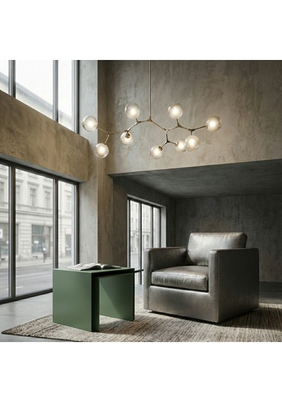 Modern Metal Zigon Sehpa Seti Minimal Tasarım İç İçe Geçen Yan Sehpa 2 Li Set Yeşil