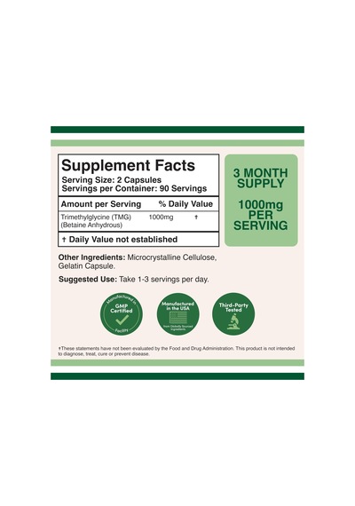 Double Wood Tmg Trimethylglycine 1000mg 180 Capsul Klp-dmar...