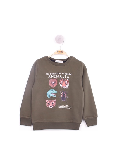 Toontoy Kids Toontoy Erkek Çocuk Hayvan Baskılı Sweatshirt Haki