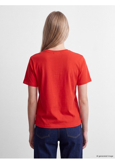 Lcw Vision Turuncu Bisiklet Yaka %100 Pamuklu Kadın Tişört