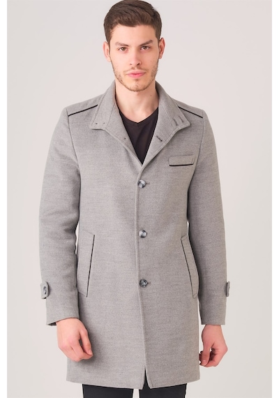 Plt8391 Dewberry Erkek Palto-Gri-Gri