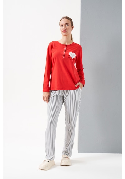 Relax Mode Kadın Kırmızı Patlı Pijama Takımı - 28062r