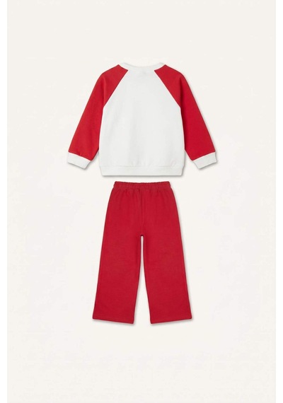 Defacto Regular Fit Ayıcıklı Uzun Kollu Üst Lastikli Paça Alt 2li Takım Kız Bebek I3661a526aurd70 Kırmızı-rd70