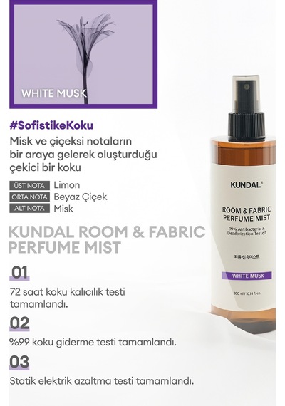 Oda Ve Kumaş Kokusu Kundal Room & Fabric Perfume Mist White Musk 300 Ml Musk