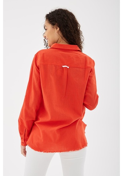Fashion Friends Etek Ucu Püsküllü Gömlek Kırmızı Kırmızı
