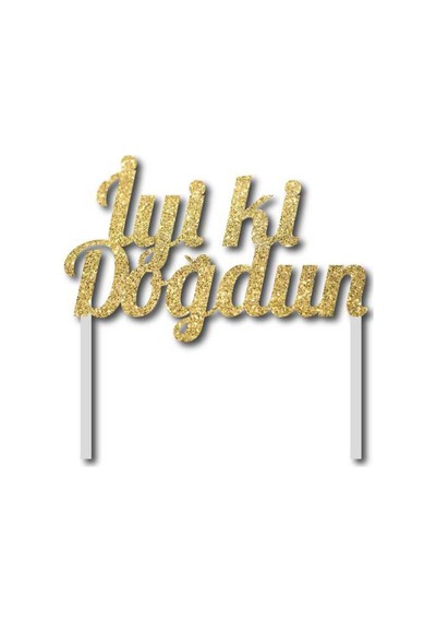 Pasta Süsü Evadan Simli Iyiki Doğdun Çubuklu Altın N11.2043
