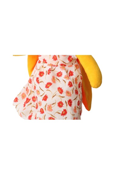 İthal Kumaş Uzun Kulaklı Renkli Kıyafetli Sevimli Tavşan Peluş Oyuncak Uyku & Oyun Arkadaşı 30 Cm. Sarı