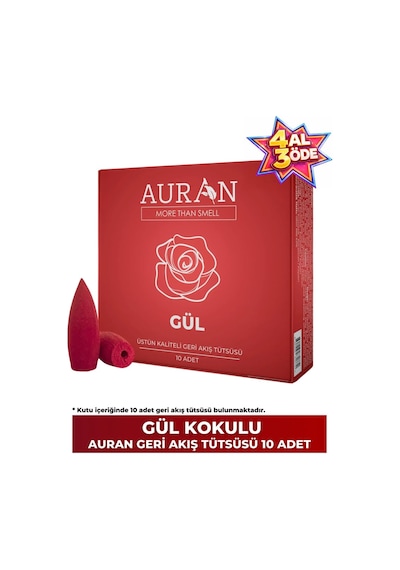 Auran Gül Kokulu Geri Akış Tütsüsü Konik Tütsü Rose Backflow Incense Cones 10 Adet