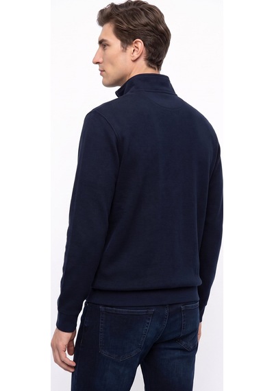 Mustang Lacivert Erkek Fermuarlı Basic Nakışlı Sweatshirt M6wm-swt1591