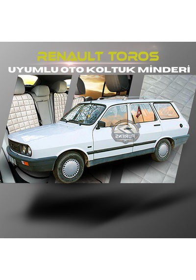 Renault Toros Bej Renk Tay Tüyü Cepli & Terletmez Sırtlı Oto Koltuk Minder Seti - Koltuk Koruma Kılıfı Ön & Arka Tam Set