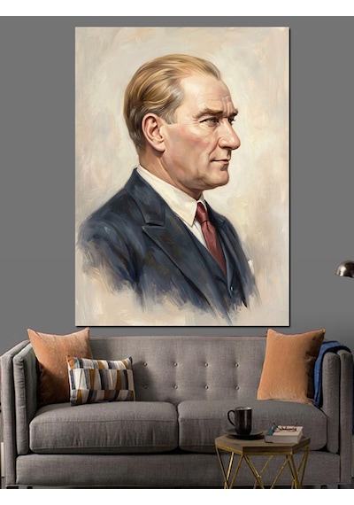 Karizmatik Atatürk Profil Portre Sanatı Dekoratif Kanvas - Mdf Ahşap Tablo