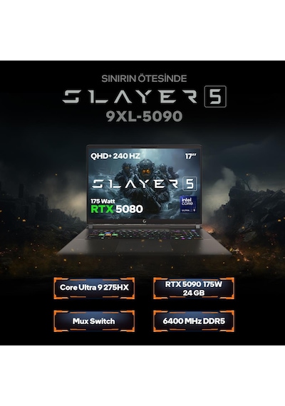 Game Garaj Slayer5 9XL-5090 C1 Ultra 9 275HX 32 GB 1 TB SSD RTX5090 17" Free Dos Dizüstü Bilgisayar
