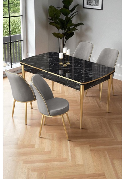 Canisa Nira Serisi 70x114 Mdf Siyah Mermer Desen Mutfak Masa Takımı 4 Gri Sandalye Gold Detay Siyah Mermer Desen Masa Sandalye Gri Ayaklar Gold Canisa Nira Serisi 70x114 Mdf Siyah Mermer Desen Mutfak Masa Takımı 4 Gri Sandalye Gold Detay Siyah Mermer Desen Masa Sandalye Gri Ayaklar Gold