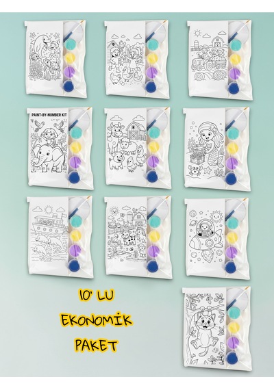 Çocuk Resimleri Serisi Seramik Boyama Seti 10' Lu Ekonomik Paket, Çocuklar Boyasın Ve Yapıştırsın