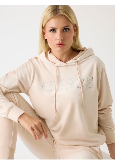 Guess Yapay Elmas Taşlı Logolu Kadın Sweatshirt V4rq25k0232 Bej