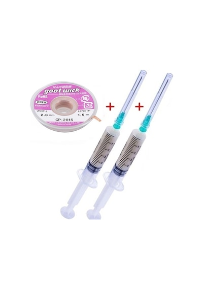 Goot Wick Cp-2015 Örgülü Lehim Sökme Teli 2,0 Mm X 1,5 Mt Fluk Lehim Toplama Set01