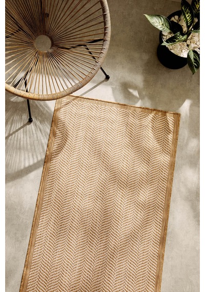 Ocean Home Textile Leke Tutmaz İç Dış Mekan Bej Renk Balıksırtı Halı Kilim 80 X 150 Cm
