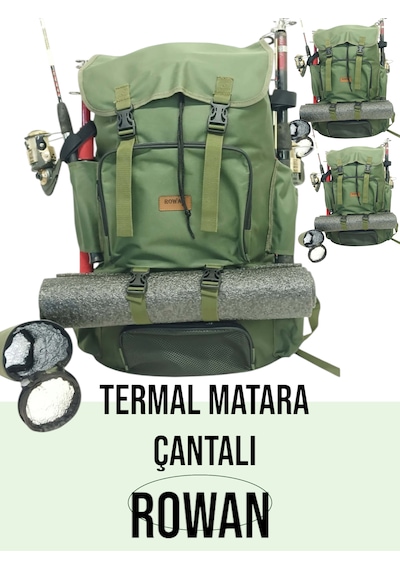 Termal Alt Bölmeli+termal Matara Çantalı Kamp Balıkçı Çantası Haki