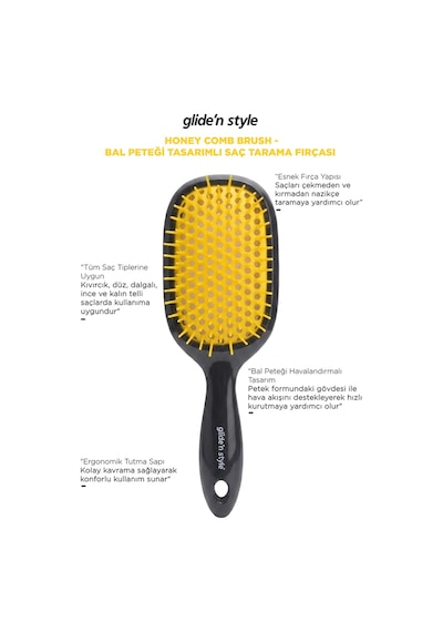 Glide'n Style Honey Comb Brush Bal Peteği Tasarımlı Saç Tarama Fırçası