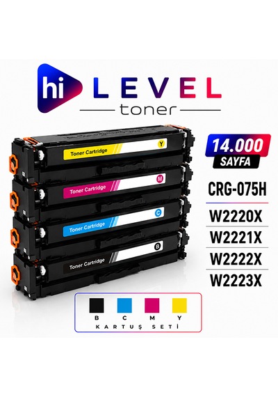 Ht-crg075h-set Hilevel Toner,canon Mf663 14k Sayfa 4 Renk Cmyk Chipli Muadil Toner