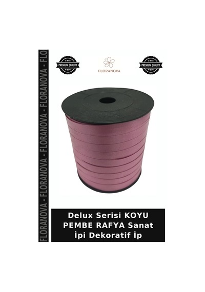 Delux Serisi Koyu Pembe Rafya Sanat İpi Dekoratif İp