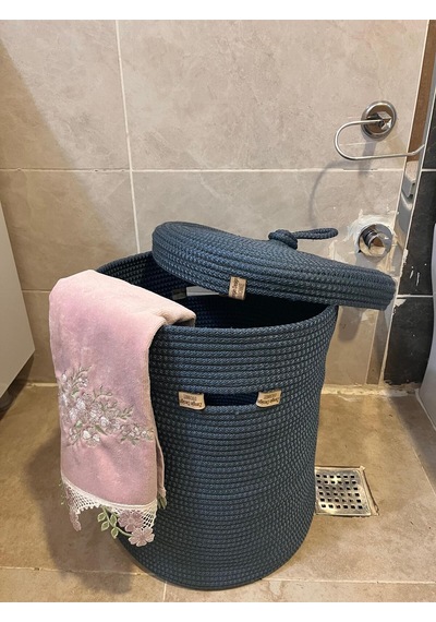 Zengin Design Home Banyo Camaşır Sepeti Zdh-051 Koyu Mavi